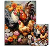 Puzzles en Bois pour Adultes 1000 pièces Trois Coqs, Jeu interactif Familial, Casse-tête, Jouet éducatif 50x75cm
