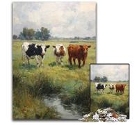 Puzzles en Bois pour Adultes 1000 pièces Vaches dans Les prairies, Jeux, Jouets, Cadeaux d'anniversaire Uniques pour Les Enfants de 14 Ans et Plus, 50x75cm