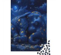 Puzzles en Bois pour Adultes, 500 pièces, thème éléphant endormi, Casse-tête pour Enfants (52 x 38 cm).