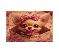 Puzzles en bois pour adultes de 1 000 pièces, lettres d'amour en forme de chiot imprimées pour la Saint-Valentin, motifs d'amoureux pour fête de divertissement