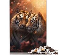 Puzzles en Bois pour Adultes et Adolescents, Motif Lion Rose Fantaisie, 500 pièces (52 x 38 cm), Cadeaux du Père Noël Secret.