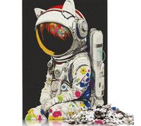 Puzzles en Bois pour Adultes et Enfants, 500 pièces, Casque d'astronaute, Chat (52 x 38 cm), Jeux éducatifs