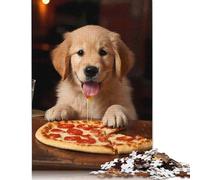 Puzzles en Bois pour Adultes Golden Retriever Pizza Pup 1000 pièces, Puzzles pour Exercices cérébraux, Jeu de défi, Cadeaux, activité familiale, 1000 pièces (75 x 50 cm)