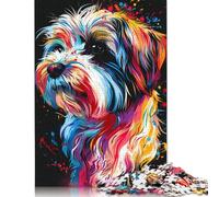 Puzzles en Bois pour Adultes, Motif Chien Bichon Havanais, 1 000 pièces (75 x 50 cm), Jeu de défi Difficile pour Adultes