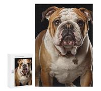 Puzzles en bois pour adultes pour décoration d'intérieur, puzzle bouledogue anglais de forme unique avec boîte exquise, puzzle en bois personnalisé de 300 pièces pour cadeau de famille, voyage