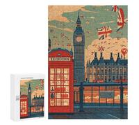 Puzzles en bois pour adultes pour décoration d'intérieur, puzzle de forme unique « I Like London » avec boîte exquise, puzzle en bois personnalisé de 300 pièces pour cadeau de famille, voyage