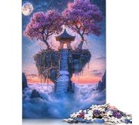 Puzzles en Bois pour Adultes, Sanctuaire de la Fleur Lunaire, 1000 pièces, pour Exercices cérébraux, Jeu de Divertissement, Cadeaux, activités familiales (75 x 50 cm)