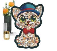 Puzzles En Bois Pour Adultes Sur Le Thème Des Chats - Jeu en Bois Coloré Formes d'Animaux,Décoration d'Intérieur de Chat - pour Votre Petite Amie Femmes Garçons Filles Jeunes Adolescents Fils Fille Fa