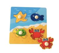 Puzzles en Bois pour Enfants Puzzle à Encastrement en Bois Jeux Bébé Jouet Montessori pour Garçons Filles Cube Animaux Marins pour Les Enfants de 1 2 3 Ans, Cadeaux Noel Anniversaire (Style 2)