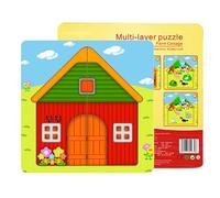 Puzzles en Bois pour - Jeu Éducatif Multi-Étages sur Les Animaux | Jouets De Puzzle Maison De Dessin Animé | pour Filles Garçons Maison Voyage École