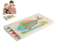 Puzzles en Bois pour | Jouet Casse-Tête Éducatif en Forme de Poisson pour l'Apprentissage,Puzzles Éducatifs en Bois,pour Garçons Filles Anniversaire Fêtes