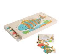 Puzzles en Bois pour | Jouet éducatif précoce en Forme de Poisson | Puzzle en Bois pour, garçons et Filles, fêtes de Fin d'année