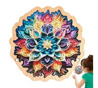Puzzles en bois,Puzzles en bois pour adultes, Puzzles uniques en forme de fleur de 74 pièces, Centre de table coloré de forme irrégulière, 5,12x5,12 pouces, casse-tête en bois pour fournitures de vaca