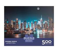 Puzzles en Bois représentant Le Panorama de New York pour Adultes et Adolescents, Jeux de Famille, Cadeaux de Noël, 500 pièces (52 x 38 cm)