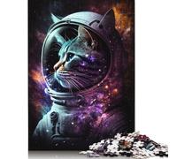 Puzzles en Bois représentant Un Chat Astronaute, 1 000 pièces, pour Adultes, Exercices cérébraux, Jeu de Divertissement, Cadeaux pour Adolescents, activités familiales, 1 000 pièces (75 x 50 cm)