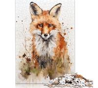 Puzzles en Bois représentant Un Renard Aquarelle, 1 000 pièces, pour Adultes, Exercices cérébraux, Jeu de défi, Cadeaux, activité familiale, 1 000 pièces (38 x 26 cm)