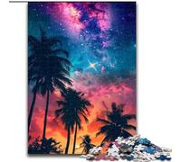 Puzzles en Bois représentant Une scène Nocturne sur la Plage, Taille 50x75cm. Un Casse-tête Stimulant, Une activité familiale, Une décoration d'intérieur, Un Cadeau de Noël.