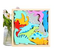 Puzzles en Bois sur Le Thème des Dinosaures,Jeu de Blocs Puzzle - Jouets en Bois de Dinosaures - pour Tout-Petits Famille Adultes Fille Garçon Cadeaux de Fête Anniversaire École Maternelle