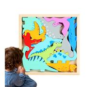 Puzzles en Bois sur Le Thème des Dinosaures - Jeu de Blocs Puzzle,Puzzles en Bois Animaux pour | pour Tout-Petits Famille Adultes Fille Garçon Cadeaux de Fête Anniversaire École Maternelle