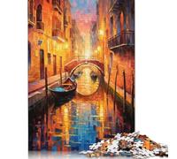 Puzzles en Bois Un Canal à Venise 1000 pièces pour Adultes. Exercice cérébral, Jeu, Divertissement, Cadeaux, activité familiale (38 x 26 cm).