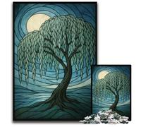 Puzzles en Bois Willow Tree Moonlit pour Adultes 1 000 pièces Jeu de réflexion pour Adolescents pour Les fêtes 1 000 pièces (38 x 26 cm)