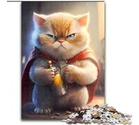 Puzzles en Carton Chaton Super-héros Mignon, Taille 26x38cm, Jeu de réflexion, Jeu Familial interactif, adapté aux 14 Ans et Plus