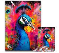Puzzles en Carton de 1 000 pièces représentant Un Paon et des Graffitis,idéals pour Les Adolescents et Les collectionneurs,idéals pour Les Voyages et Les activités familiales 26x38cm