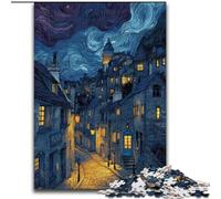 Puzzles en Carton pour Adultes, Street Under The Night Sky, 26x38cm, Divertissement Relaxant, Cadeau de Noël idéal et décoration d'intérieur