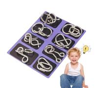 Puzzles en Fil Métallique, 8 Pièces Disentanglemen Iron Link Unlock Interlock Jeu, Lien De Fer Déverrouiller Jeu De Verrouillage Casse-tête en Fil Métallique Lisse, pour Fête Faveur Adultes Défi