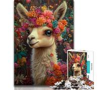 Puzzles en Forme d'alpaga Fleuri pour Adultes et Adolescents Aidez Votre Cerveau à exercer des Jouets addictifs pour cultiver la Patience Une œuvre d'art (38x26cm)