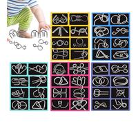 Puzzles en métal, collection portable de test de logique, jeu de réflexion démêlant avec résolution de problèmes, design compact avec divers défis d'adresse, kit de divertissement de formation de la