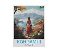 Puzzles en Papier 1000 Pièces,Affiche de Voyage Vintage de Koh Samui, Thaïlande,Adultes Puzzles Enfant Adulte Café Bar Décor Jeux(50x70cm)-BD2