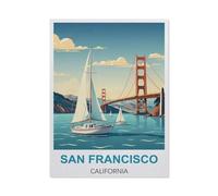 Puzzles en Papier 1000 Pièces,Affiche de Voyage Vintage de San Francisco, Californie,Adultes Puzzles Enfant Adulte Café Bar Décor Jeux(50x70cm)-BI22