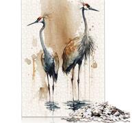 Puzzles en Papier 1000 pièces Grues Aquarelle Animaux Puzzles en Papier pour Adultes et Adolescents à partir de 12 Ans Cadeaux de Noël 1000 pièces (75 x 50 cm)