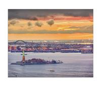 Puzzles en Papier 1000 Pièces，Port de New York avec la Statue de la Liberté, New York，Adultes Puzzles Enfant Adulte Café Bar Décor Jeux（50x70cm）-X71