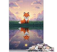 Puzzles en Papier 1000 pièces Renard Réflexion sur l'eau étoilée Puzzles en Papier pour Adultes et Adolescents à partir de 12 Ans Cadeaux de Noël 1000 pièces (75 x 50 cm)