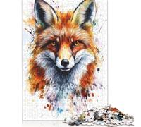 Puzzles en Papier Aquarelle, Portrait de Renard, 1000 pièces, Puzzles pour Adultes, Jeu éducatif, défi, Cadeaux de Noël, 1000 pièces (38 x 26 cm)