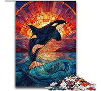 Puzzles en vitrail Baleine Bleue pour Adultes 2000 pièces, Jouets de Divertissement Familial, idéal comme Cadeau pour Toute la Famille 70x100cm