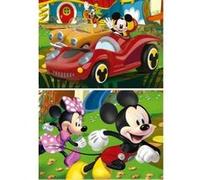 Puzzles enfant 2 x 20 pieces - mickey et ses amis minnie et dingo - jeu motricite fine concentration - set puzzle + carte
