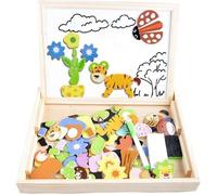 Puzzles Enfant en Bois Magnétique, COOLJOY Jigsaw avec Tableau Noir de Chevalet à Double Face Jouets Educatif pour Bambin Enfants -