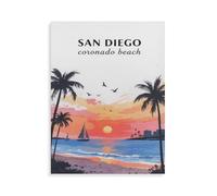Puzzles Enfants Adultes 1000 Pièces，San Diego Coronado Beach，Artisanat Cadeau Famille Puzzle Classique 3D Puzzle Jouet en Papier Cadeau Unique Décoration Intérieure（50x70cm）-HM15
