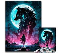 Puzzles épiques Wolf Spirit et Warrior 1000 pièces pour Adultes Puzzles stimulants Jeu Familial interactif décoration d'intérieur défi cérébral Cadeau 1000 pièces (38 x 26 cm)