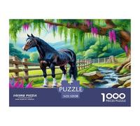 Puzzles Étalon Noir De 1000 Pièces pour Adultes,Rivière Pastorale Un Jeu De Dexérité Très Difficile Puzzle Jeu D'intelligence 52x38cm/1000pcs