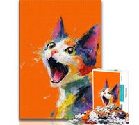 Puzzles Fantasy Art Cat 1000 pièces pour Adolescents, Anti-Stress, Vacances à la Maison, avec Affiche et fiche de Questions Assorties (38x26cm)