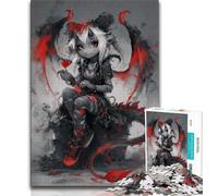 Puzzles Fantasy Dragon Girl pour Adolescents, Aidez Le Cerveau à exercer des Jouets addictifs pour cultiver la Patience Une œuvre d'art 50x75cm