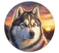 Puzzles Fantasy Husky 1000 pièces pour Adultes Puzzle Rond 1000 pièces Cadeaux pour Adolescents et familles, décoration DIY Parfaite et défi cérébral 67,5 x 67,5 cm