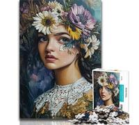 Puzzles Femme Fleur pour Adolescents Puzzle 1000 pièces, Aide Le Cerveau à exercer des Jouets addictifs pour cultiver la Patience Une œuvre d'art (38x26cm)