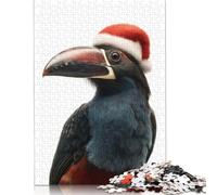 Puzzles festifs Toucanet avec Chapeau de Père Noël pour Adultes 1000 pièces Puzzles pour Adultes et Adolescents à partir de 12 Ans Cadeaux du réveillon de Noël 1000 pièces (75 x 50 cm)