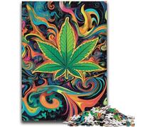 Puzzles Feuilles de Cannabis pour Adultes 1000 Pièces, Jouets Éducatifs et Anti-Stress, Adaptés à la Décoration de Bureau (38x26cm)