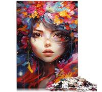 Puzzles Fille d'anime Fantastique psychédélique colorée 1000 pièces Puzzle pour Adultes Jeu de Puzzle en Bois Jouets pour Famille Puzzles Cadeau (50x75 cm)